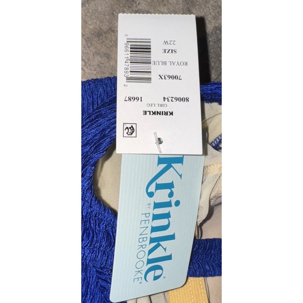 ROYAL BLUE PLUS SZ 22W SHIRRED CRINKLE SWIMSUIT BATHING GIRL LEG WOMENS NEW - Picture 5 of 6